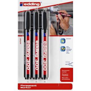 👉 Viltstift zwart active edding 300 rond 1.5-3mm blisterà 3 stuks 4004764893515