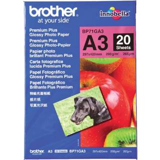 👉 Fotopapier active Brother BP-71 A3 260gr glossy 20vel 4977766658409