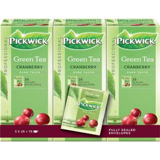 👉 Donkergroen active Thee Pickwick green cranberry 25x1.5gr 8711000352809