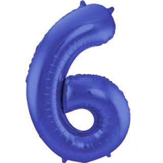 👉 Folie blauw active verjaardag ballon van cijfer 6 in het 86 cm