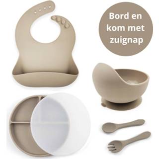 👉 Kinderservies zand siliconen kinderen baby's Onbreekbaar met Zuignap Bordje voor Baby en Kind - Set van 6 stuks Doeskin 8719327659465