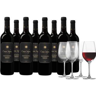 👉 Wijnpakket zwart rood Casa Safra Black Label Gran Reserva + 4 glazen 8719418041827