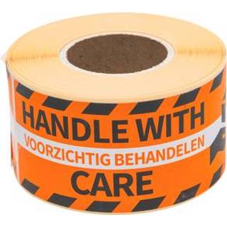 👉 Waarschuwingsetiket oranje active Rillprint handle with care 46x125mm 8712794761013