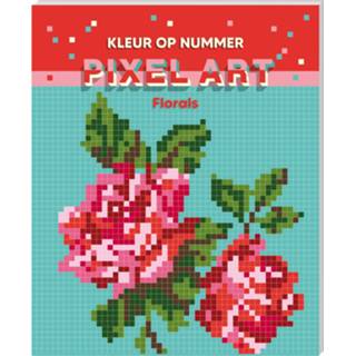 👉 Kleurboek active - kleur op nummer Pixel art Florals 9789464324044