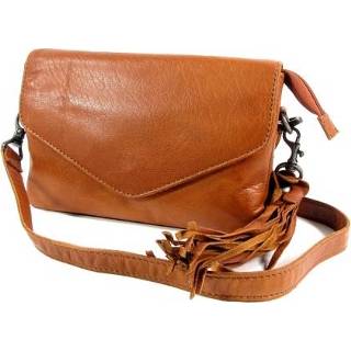 👉 Clutch leer zwart vrouwen GARGIA leren c.q. damestas schoudertasje cognac