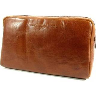 👉 Leren toilettas cognac MARINA Antique Buff Crumbled 8719241087078