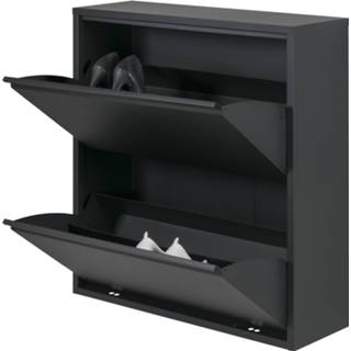 👉 Schoenenkast zwart staal BILLY 2 Black 8712077108542