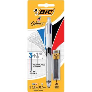 👉 Balpen active Bic 3kleuren met vulpotlood HB 0.7mm blister 3086123449541