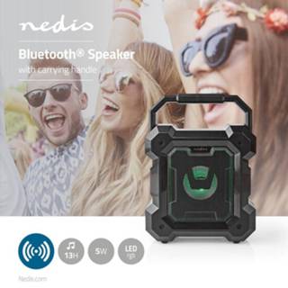 Luidspreker zwart active Nedis SPBT1003BK Bluetooth LED Speaker 5.1W 13 Uur Speeltijd 5412810330300