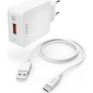 👉 Snellader wit active Hama Met Oplaadkabel USB-C Qualcomm® 19,5 W 1,5 M 4047443489807