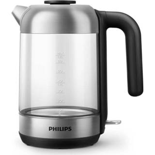 👉 Waterkoker zwart RVS active Philips HD9339/80 Series 5000 Glazen 1.7L 2200W RVS/Zwart 8710103940302