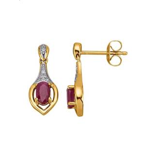 👉 Oorbel rood diamanten legering geel vrouwen Oorbellen met robijnen en Diemer 4055709392747