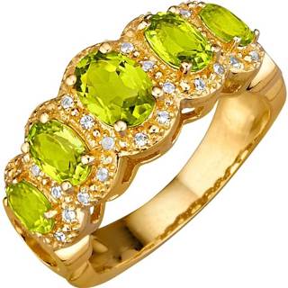 👉 Damesring goudkleur zilver vrouwen geel met peridot en wittopaas, van echt 4055716029933