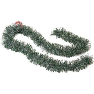 👉 Kerstboom groen active groen|sneeuw|folie|lametta folie slingers/lametta guirlandes van 180 x 7 cm in de kleur met sneeuw