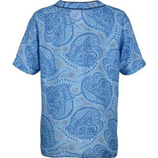 👉 Blous viscose blauw paisley Blouse met decoratieve bies langs de hals MONA Lichtblauw 4055704499434