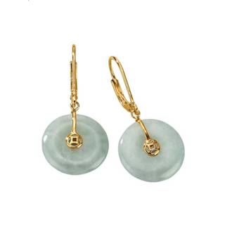 👉 Oorbel goudkleur zilver groen Oorbellen met jade, van echt 4055711156757