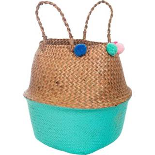 👉 Mand turkoois zeegras multicolor pompons mannen AM Design Turquoise/Naturel 4056422340053