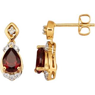 👉 Oorbel bicolor zilver rood Oorbellen met granaat en synth. zirkonia's 4055709557092