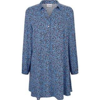 👉 Lange blouse viscose allover blauw business outfits hemelsblauw met animaldessin MIAMODA 4055709419901