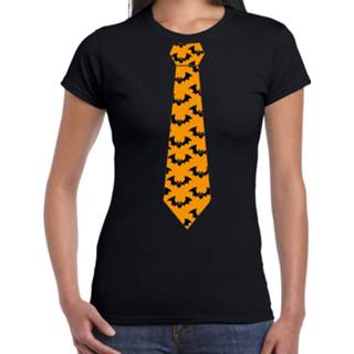 👉 Feest stropdas zwart active vrouwen Halloween/thema verkleed t-shirt vleermuizen voor dames -