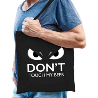 👉 Katoenen tas zwart active Dont touch bier cadeau voor volwassenen