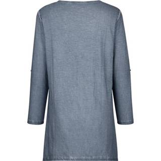 👉 Longshirt katoen motief blauw met puntige zoom MIAMODA Rookblauw 4055709440226