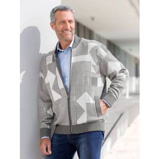 👉 Vest kunstvezels grijs grafisch ecru Gebreid met voering Roger Kent Grijs/Ecru 4055705423919