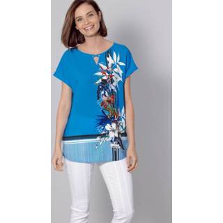 👉 Tuniek blauw kunstvezels gebloemd met kleurrijke print Paola 4055711088676