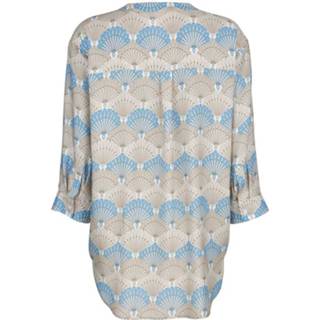 👉 Lange blouse viscose blauw grafisch met print in harmonieuze kleuren MONA Blauw/Taupe 4055711336616