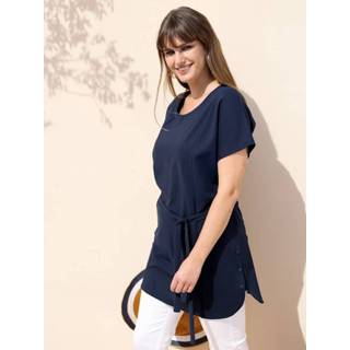 👉 Longshirt marine effen blauw met bindceintuur in de taille MIAMODA 4055707643940