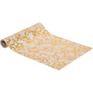 Tafelloper beige goud gouden active Kerst thema diner - goud/beige sterren 28 x 300 cm