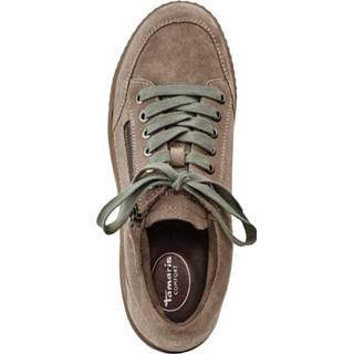 👉 Veterschoenen geruwd leer effen grijs Veterschoen Tamaris COMFORT Taupe 4064224310334