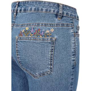 👉 Spijkerbroek sienna blauw effen Jeans met bloemenborduursel 4055709258920