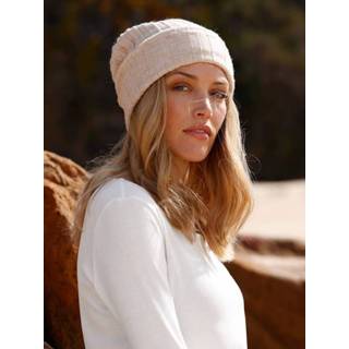 👉 Muts kunstvezels One Size effen wit met geribd breipatroon Paola Champagne 4055708754911