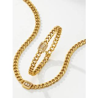 👉 Zirkonia goudkleur zilver Gourmettearmband met zirkonia's Diemer