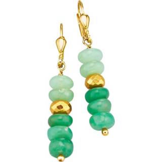 👉 Oorbel goudkleur zilver groen Oorbellen van chrysopraas en pyriet