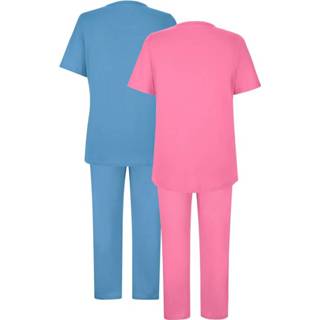 👉 Pyjama katoen roze ecru blauw Pyjama's per 2 stuks met fraaie print Harmony Pink/Blauw/Ecru 4055709533331