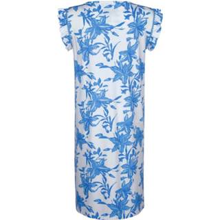 👉 Nacht hemd wit gebloemd blauw Nachthemd met plooitjes bij de armsgaten Harmony Wit/Blauw 4055709561129