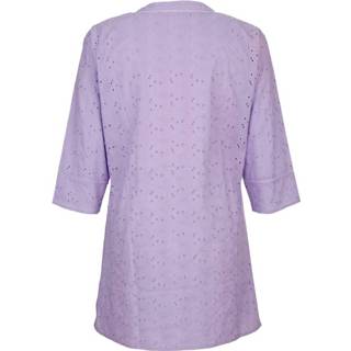👉 Blous lila kunstvezels grafisch paars Blouse met opengewerkt borduursel Maritim 4055709564854