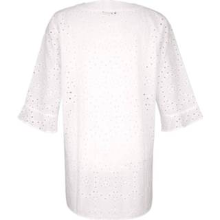 👉 Wit katoen grafisch Strandblouse met opengewerkt borduursel Maritim 4055709612081