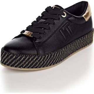 Sneakers zwart goudkleur synthetisch patchwork Sneaker met plateauzool Tamaris Zwart/Goudkleur 4064196772550
