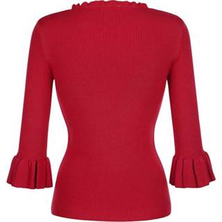 👉 Trui effen rood met ruches Alba Moda 4055711267880