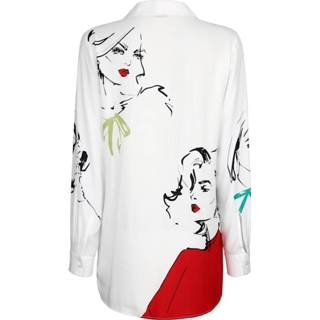 👉 Blous viscose motief wit Blouse met trendy print Alba Moda 4055711046188