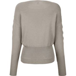 👉 Trui effen grijs met cut-outs Alba Moda Taupe 4055711182961