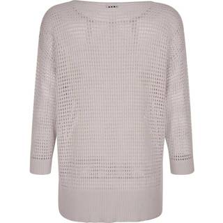 👉 Trui effen beige met ajourpatroon Alba Moda Steengrijs