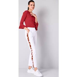 👉 Broek wit rood zwart met decoratie op de pijpen Alba Moda Wit/Rood/Zwart