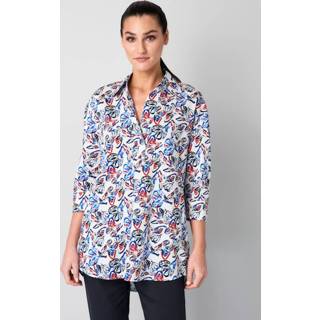 👉 Blous marine wit rood katoen grafisch model met overhemdkraag blauw Blouse print rondom Alba Moda Marine/Wit/Bleu/Rood