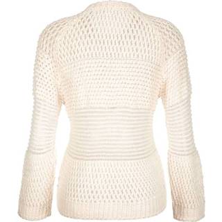 👉 Trui katoen wit effen offwhite met breipatroon Alba Moda 4055711284955