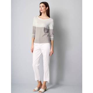 👉 Trui grijs wit effen in color blocking look Alba Moda Grijs/Wit