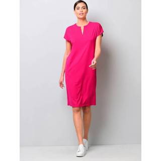👉 Jersey jurk roze grafisch met V-hals Alba Moda Pink 4055711247615